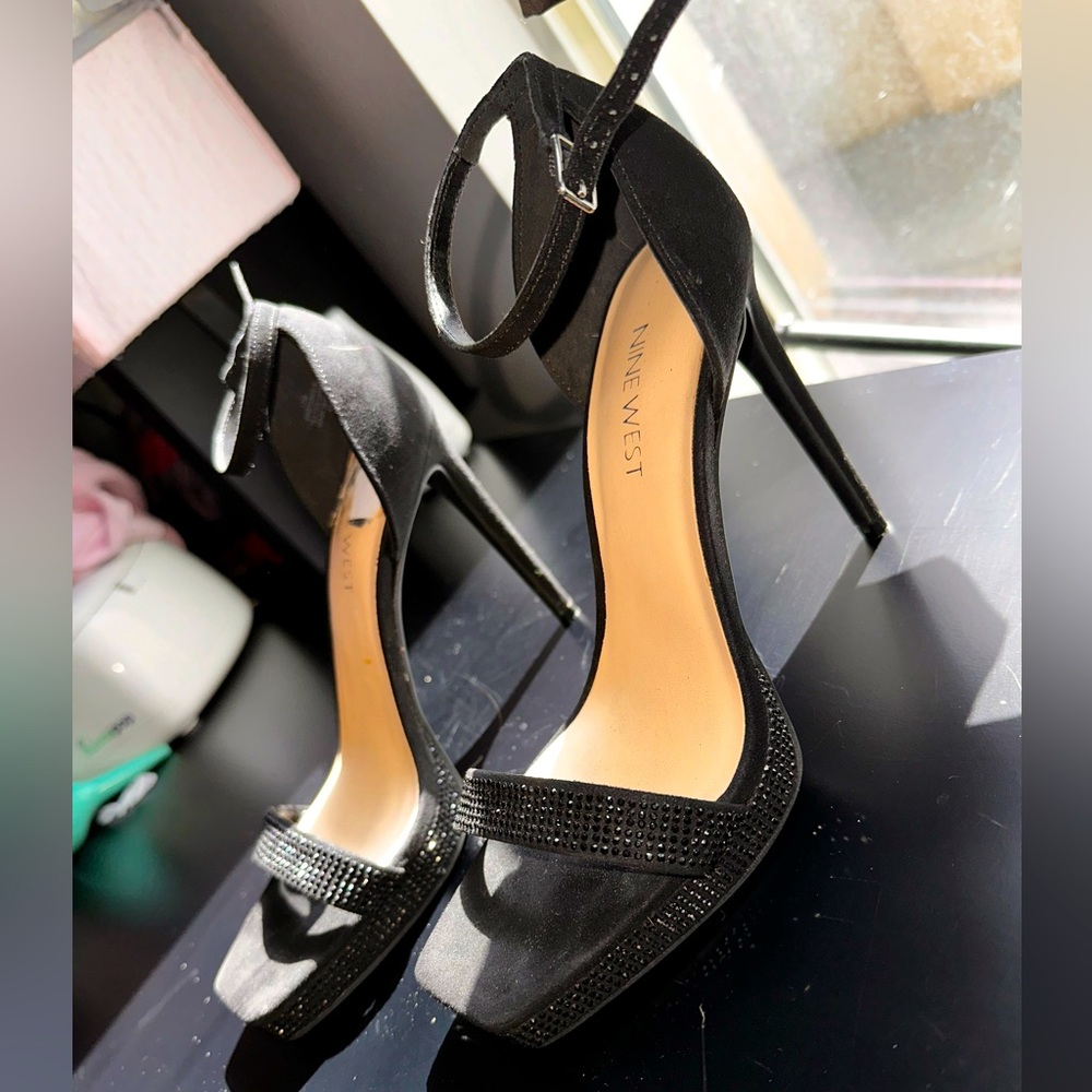 Nine West black rhinestone heels